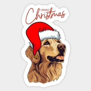 Merry Christmas with Santa Golden Retriever Dog Sticker